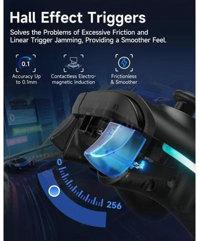Alt view image 12 of 14 - EasySMX X15 PC Controller - Enhanced Wireless Bluetooth Controller with Hall Joysticks/Hall Triggers/RGB Lighting - No Stick Drift, No Dead Zone - Work for Windows PC, Android, Steam and Switch
