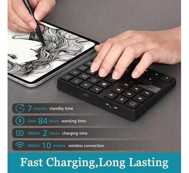 Alt view image 7 of 10 - FLEXMAN Mini Drawing Keyboard, 35 Keys Bluetooth Programmable Keypad, One Handed Ergonomic Drawing Shortcut Keyboard for iOS