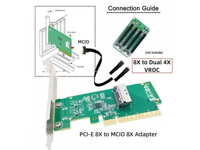 Alt view image 10 of 14 - PCIE5.0 PCI-Express 8x to MCIO 8i Mini Cool Edge IO SFF-TA-1016 VROC Adapter for Mainboard SSD Graphics Card SF-086-MC01