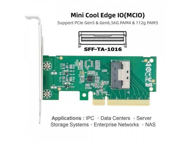 Alt view image 12 of 14 - PCIE5.0 PCI-Express 8x to MCIO 8i Mini Cool Edge IO SFF-TA-1016 VROC Adapter for Mainboard SSD Graphics Card SF-086-MC01