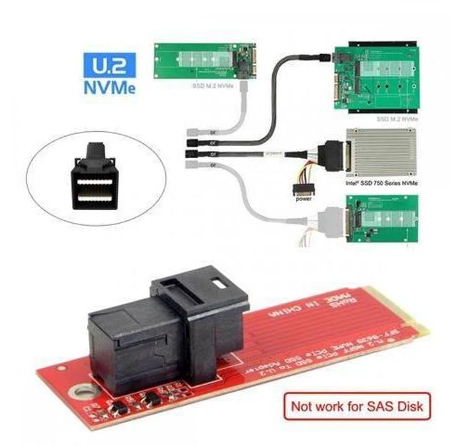Alt view image 11 of 14 - U.2 U2 Kit SFF-8639 NVME PCIe SSD Adapter for Mainboard Intel SSD 750 p3600 p3700 M.2 SFF-8643 Mini SAS HD SF-094-RE