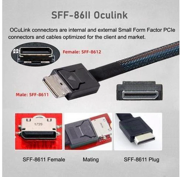 Alt view image 9 of 14 - Oculink SFF-8612 SFF-8611 to M.2 NGFF M-Key to NVME PCIe SSD 2230 2280 22110 SSD PCBA Adapter for Mainboard SF-099