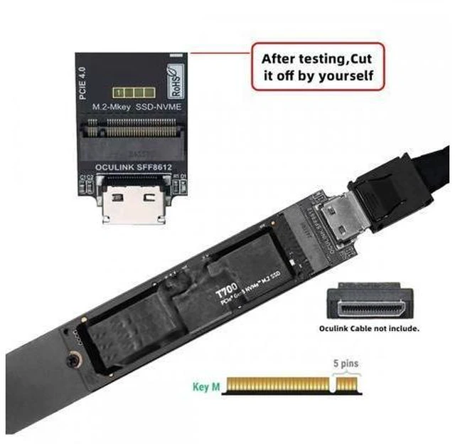 Alt view image 12 of 14 - Oculink SFF-8612 SFF-8611 to M.2 NGFF M-Key to NVME PCIe SSD 2230 2280 22110 SSD PCBA Adapter for Mainboard SF-099