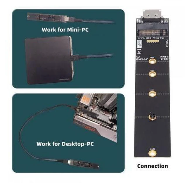 Alt view image 13 of 14 - Oculink SFF-8612 SFF-8611 to M.2 NGFF M-Key to NVME PCIe SSD 2230 2280 22110 SSD PCBA Adapter for Mainboard SF-099