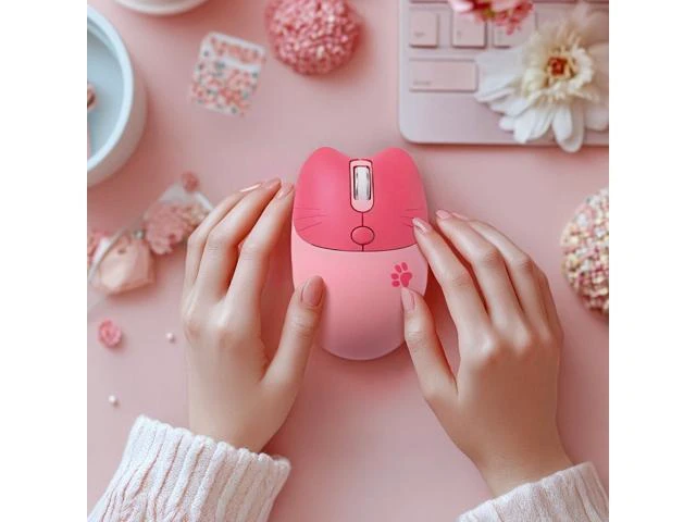 Alt view image 9 of 14 - Lomiluskr Cute Cat Wireless Mouse, Lightweight Soundless Mice, 2.4G Wireless Mice, Candy Colors, Kawaii Mouse for Girls and Kids (Pink)