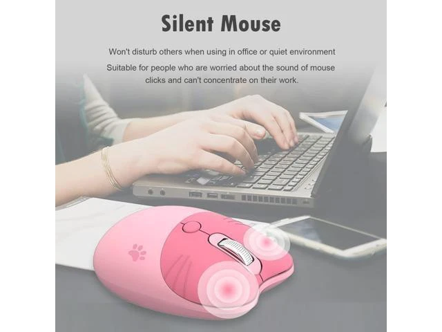 Alt view image 12 of 14 - Lomiluskr Cute Cat Wireless Mouse, Lightweight Soundless Mice, 2.4G Wireless Mice, Candy Colors, Kawaii Mouse for Girls and Kids (Pink)