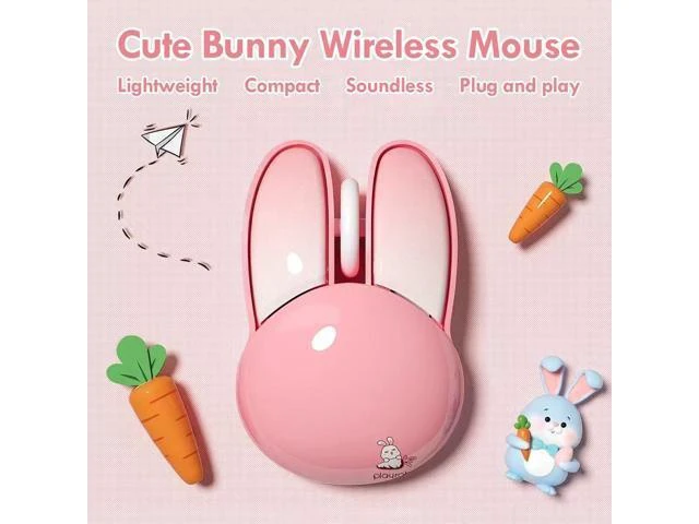 Alt view image 9 of 14 - Lomiluskr Cute Bunny Wireless Mouse, Lightweight Soundless Mice, 2.4G Wireless Mice, Candy Colors, Kawaii Rabbit Mouse for Girls and Kids (Pink Bunny)