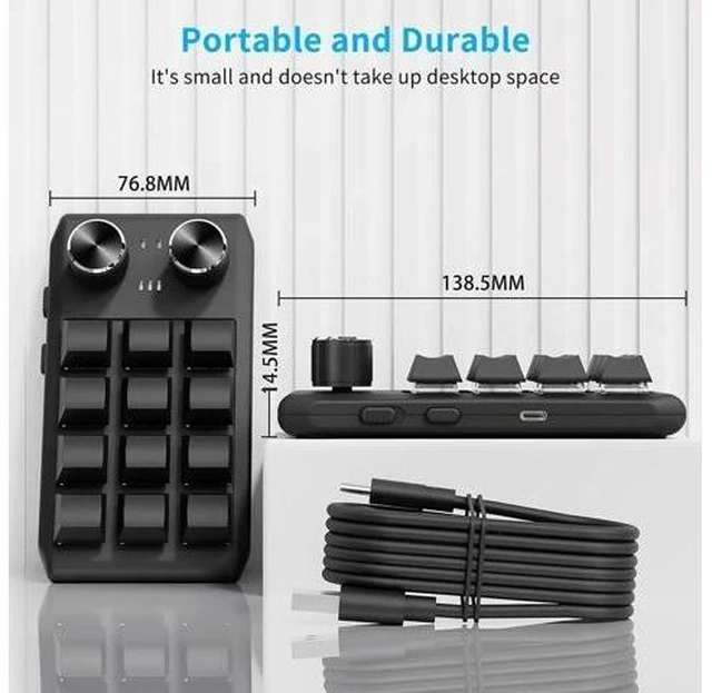 Alt view image 8 of 8 - DIY RGB Macro Custom Gaming Keyboard 12 Keys 2 Knobs Programming Mechanical Keyboard Dual Type-C Interface Support for Windows