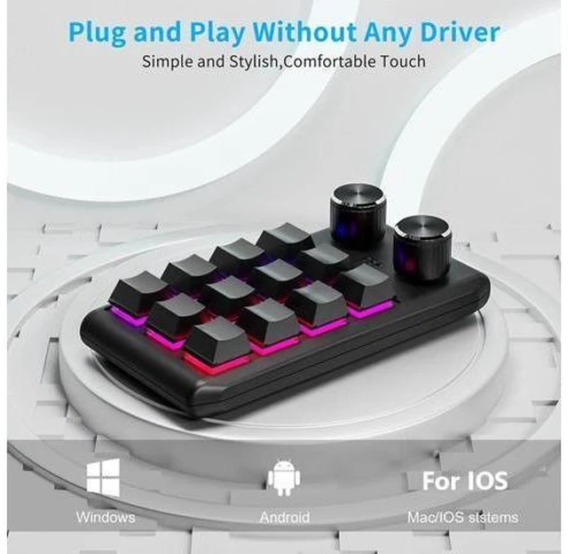 Alt view image 6 of 8 - DIY RGB Macro Custom Gaming Keyboard 12 Keys 2 Knobs Programming Mechanical Keyboard Dual Type-C Interface Support for Windows