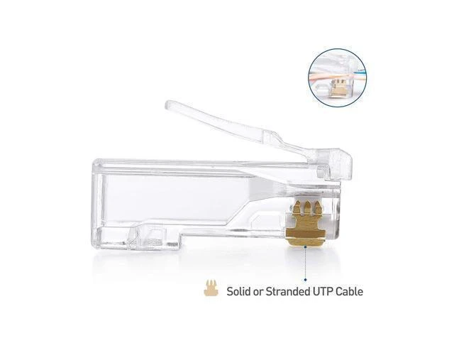 Alt view image 11 of 12 - Cable Matters 100-Pack Cat 6 Pass Through RJ45 Connectors (Cat 6 Ends / Cat6 Connector / RJ45 Modular Plugs/Ethernet Plugs/Network Connector) for Solid or Stranded UTP Ethernet Cable
