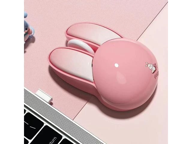 Alt view image 12 of 14 - Lomiluskr Cute Bunny Wireless Mouse, Lightweight Soundless Mice, 2.4G Wireless Mice, Candy Colors, Kawaii Rabbit Mouse for Girls and Kids (Pink Bunny)