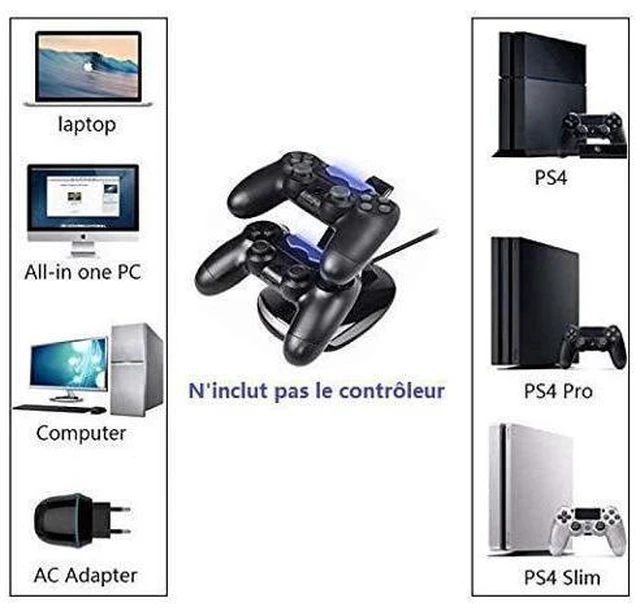 Alt view image 8 of 10 - Chronus Charger for PS4 Controllers, Docking Station Charger Dual USB Fast Charging Holder for Playstation 4 PS4 / PS4 Slim Pro Controller Console Charging Dock Stand with LED Indicator(black)