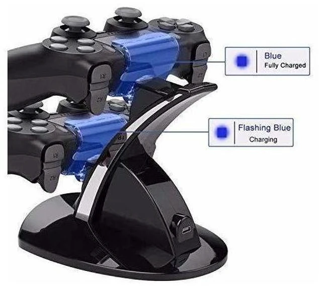 Alt view image 9 of 10 - Chronus Charger for PS4 Controllers, Docking Station Charger Dual USB Fast Charging Holder for Playstation 4 PS4 / PS4 Slim Pro Controller Console Charging Dock Stand with LED Indicator(black)