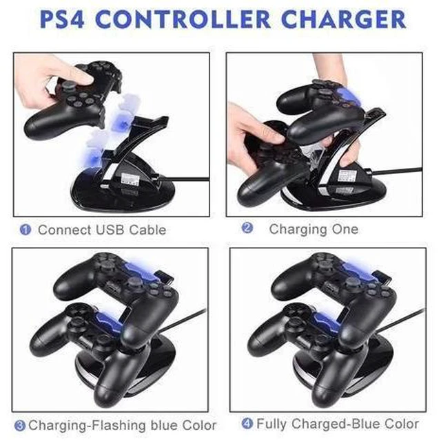 Alt view image 10 of 10 - Chronus Charger for PS4 Controllers, Docking Station Charger Dual USB Fast Charging Holder for Playstation 4 PS4 / PS4 Slim Pro Controller Console Charging Dock Stand with LED Indicator(black)