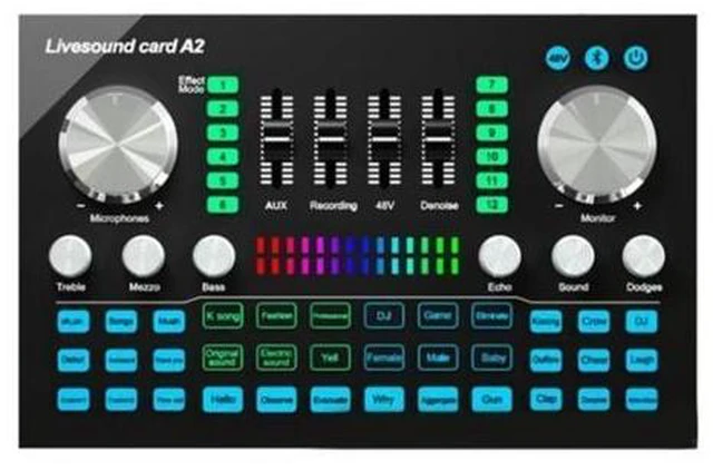 Alt view image 4 of 6 - A2 Live Sound Card Portable Bluetooth Sound Card Profession Adjustable Volume Audio for Music Recording Karaoke Singing