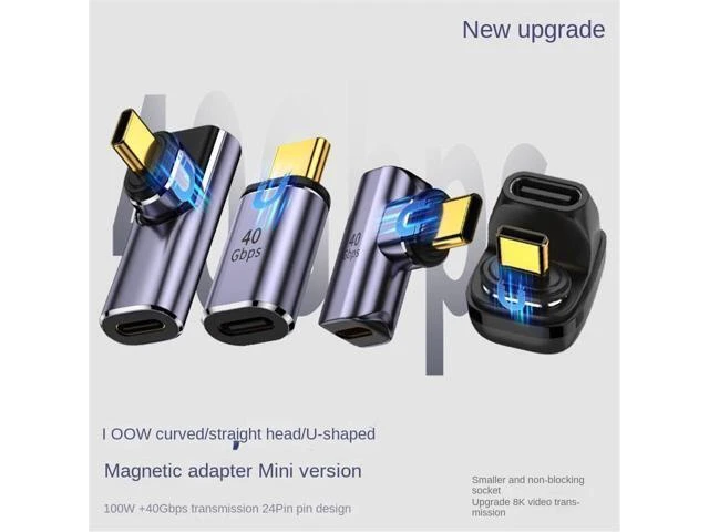 Alt view image 8 of 12 - USB4.0 Thunderbolt3 Magnetic Adapter USB C To Type C 40Gbps 100W Fast Charging Magnet Converter Cable 8K@60Hz USB Type C Adapter(270 Degree)