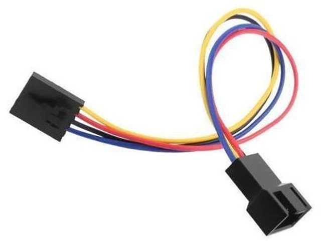 Alt view image 6 of 10 - Fan conversion cable with 5-pin 4-wire interface for connecting computer CPU fan to the connector and adapter.