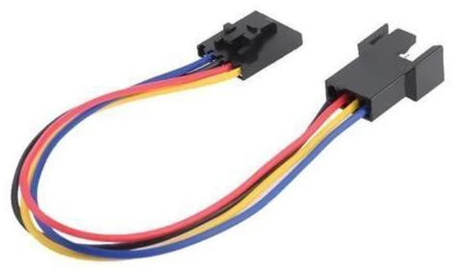 Alt view image 8 of 10 - Fan conversion cable with 5-pin 4-wire interface for connecting computer CPU fan to the connector and adapter.