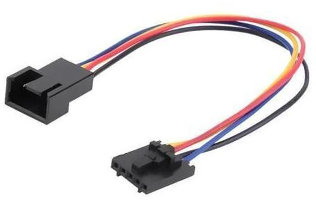 Alt view image 9 of 10 - Fan conversion cable with 5-pin 4-wire interface for connecting computer CPU fan to the connector and adapter.