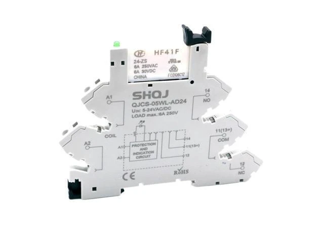 Alt view image 2 of 2 - 10PCS QJCS-05 -AD24 Slim/SSR Relay HF41F 24-ZS 5V 12V 24V 230V 6A 1CO Mount On Screw Socket with LED Wafer Relay(24V White SCREWLESS)