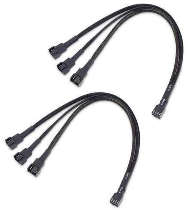 Alt view image 8 of 14 - Cable Matters 2-Pack 3 Way 4 Pin PWM Fan Splitter Cable 12 Inches, PC Fan Splitter 1 to 3 Converter, PC Fan Exteon Cable