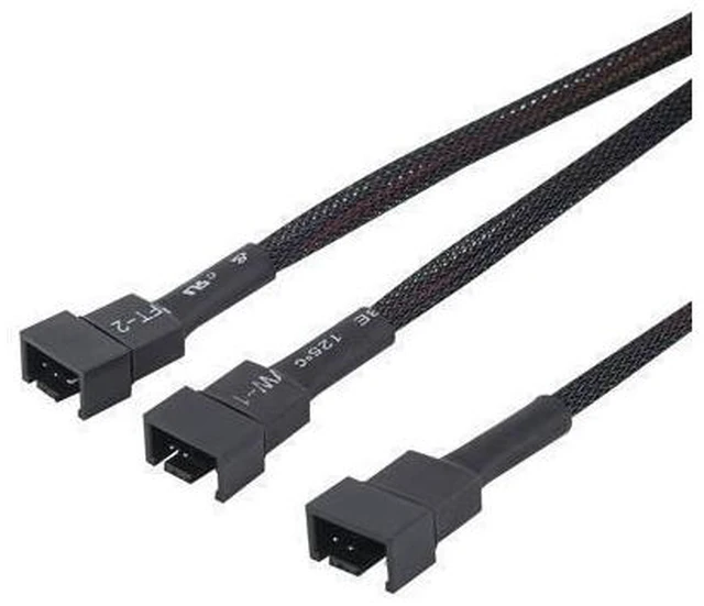Alt view image 14 of 14 - Cable Matters 2-Pack 3 Way 4 Pin PWM Fan Splitter Cable 12 Inches, PC Fan Splitter 1 to 3 Converter, PC Fan Exteon Cable
