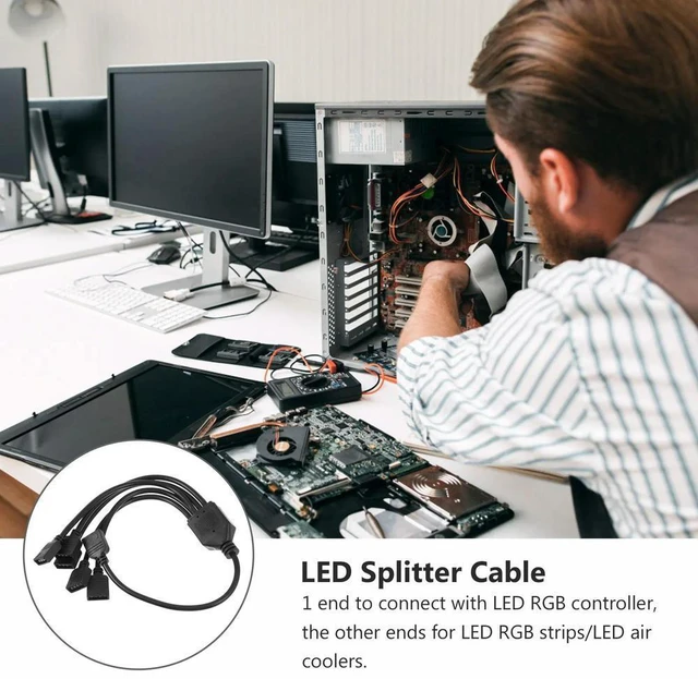 Alt view image 6 of 6 - Argb LED Splitter Cable 5 Way Extension Connector Cord for Computer Case LED Strip Rgb Splitter Y Cable for Chassis Rgb