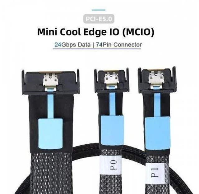 Alt view image 10 of 14 - PCI-E 5.0 Mini Cool Edge IO MCIO STR PCI-E 8i 74Pin Male to Dual MCIO 38Pin Male Extender Cable 50cm SF-080