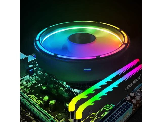 Alt view image 10 of 14 - Coolmoon CPU Cooling Fan Silent Down Pressure 120mm RGB CPU Fan Intel LGA 775 115X AMD AM3 PC Computer Cooler Fan