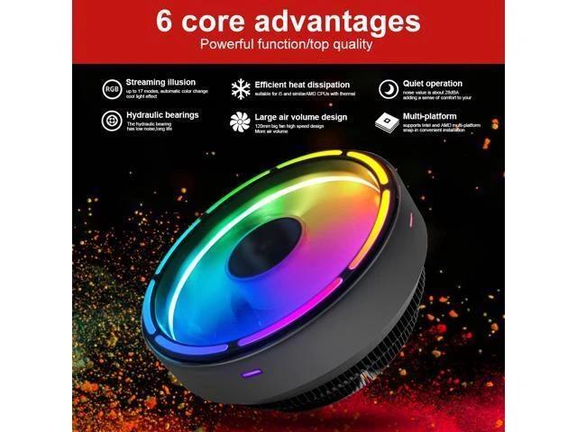 Alt view image 12 of 14 - Coolmoon CPU Cooling Fan Silent Down Pressure 120mm RGB CPU Fan Intel LGA 775 115X AMD AM3 PC Computer Cooler Fan