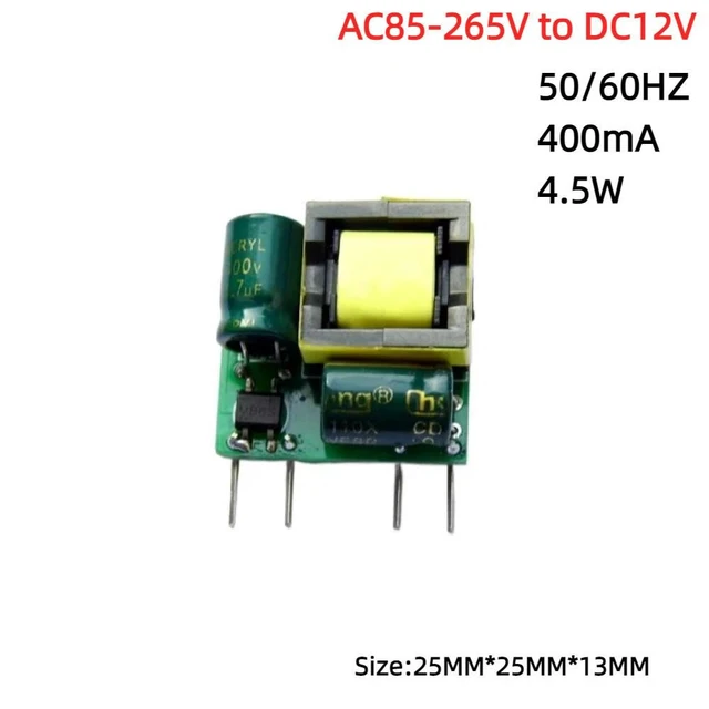 Alt view image 4 of 6 - 12V 400MA Switching Power Supply Module AC-DC Converter AC85-265V to DC12V Step-down Power Board with Short-circuit Protection
