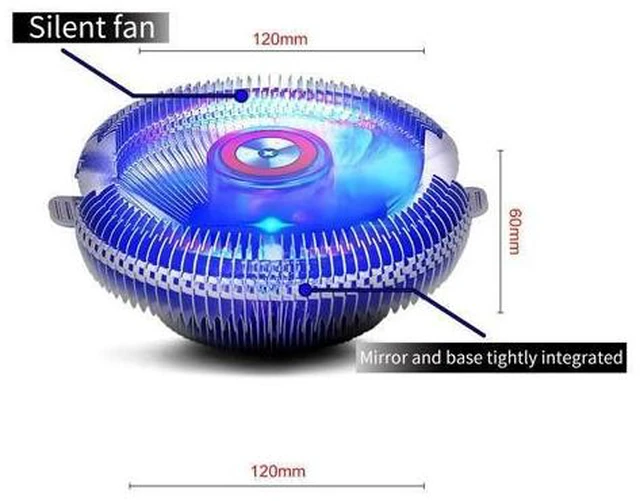 Alt view image 7 of 10 - 120mm CPU Air Cooler Fan, Dual Heat Pipe Mute Desktop Computer Host CPU Cooling Fan, CPU Cooling System Components, Silver Blue, 1 Pcs