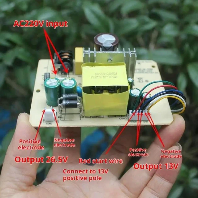 Alt view image 5 of 6 - Dual Switching Power Module Input AC220V Output DC26.5V2.4A 13V1.5A Power Adapter