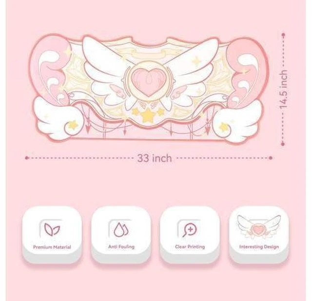 Alt view image 9 of 14 - GeekShare Large Gaming Mouse Pad Kawaii Pink Non-Slip Rubber Back Mouse Pad Big Waterproof Desk Mat for Keyboard and Mouse Perfect for Gaming,or Home Office Work - Star WingsSuper Dense Cloth