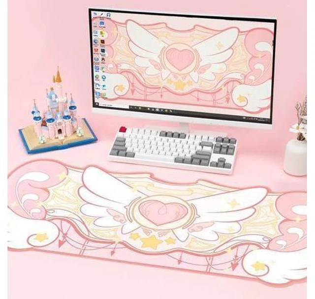 Alt view image 14 of 14 - GeekShare Large Gaming Mouse Pad Kawaii Pink Non-Slip Rubber Back Mouse Pad Big Waterproof Desk Mat for Keyboard and Mouse Perfect for Gaming,or Home Office Work - Star WingsSuper Dense Cloth
