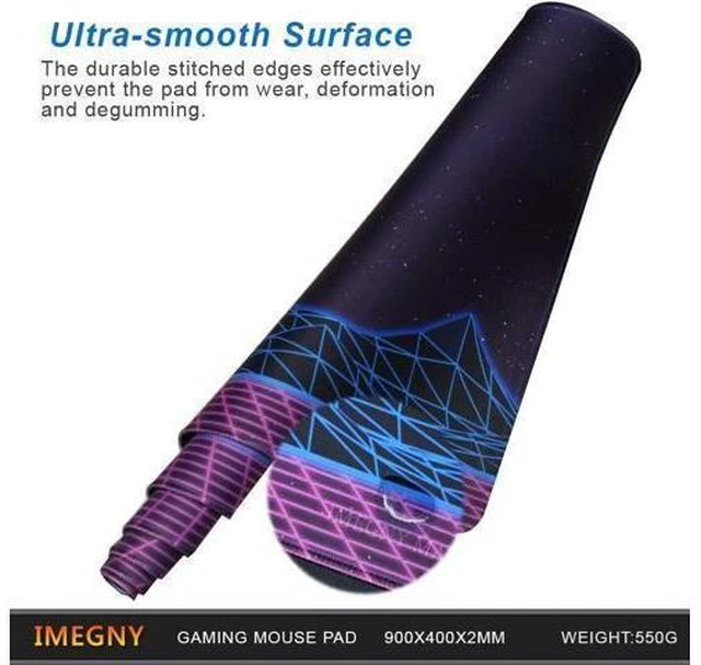 Alt view image 12 of 14 - Large Gaming Mouse Pad Extended XXL Desk Pad & Non-Slip Rubber Mat for Mice and Keyboard with Stitched Edges 90x40 zisesun011