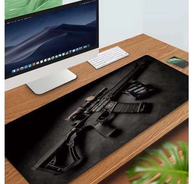 Alt view image 10 of 14 - 31.5x11.8 Inch Non-Slip Long Extended Large Gaming Mouse Pad with Stitched Edges XL Laptops Keyboard Mouse Mat (Black Gun)