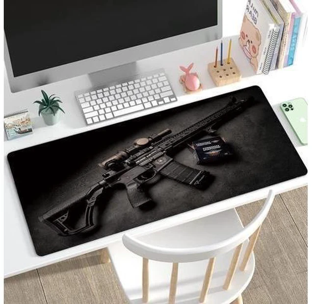 Alt view image 13 of 14 - 31.5x11.8 Inch Non-Slip Long Extended Large Gaming Mouse Pad with Stitched Edges XL Laptops Keyboard Mouse Mat (Black Gun)