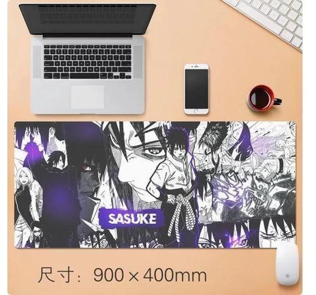 Alt view image 4 of 6 - Naruto anime Sasuke mouse pad Extended Gaming Mouse Pad with Stitched Edges, Large Mouse pad with Non-Slip Rubber Base for Work & Gaming, Office & Home, 35.4x15.7inch