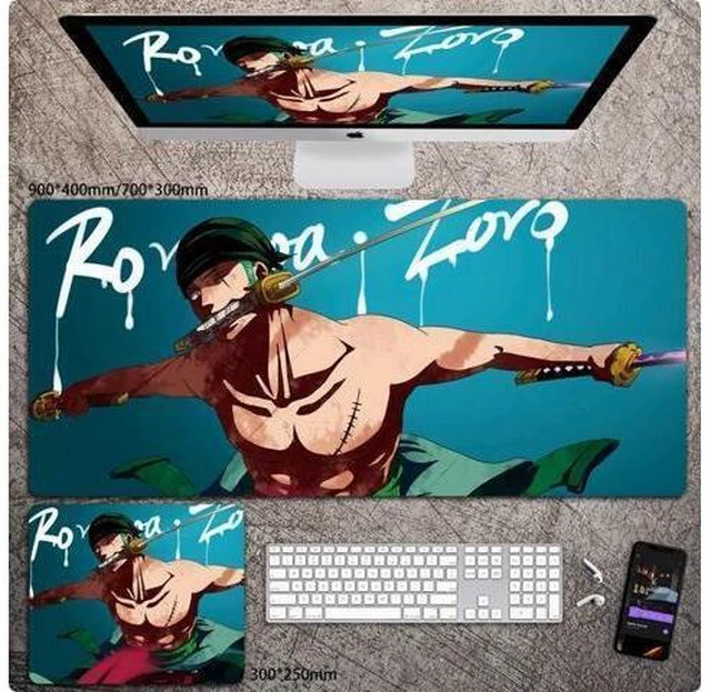 Alt view image 5 of 8 - Anime One Piece ZORO mouse pad Extended Gaming Mouse Pad with Stitched Edges, Large Mouse pad with Non-Slip Rubber Base for Work & Gaming, Office & Home 800*300mm