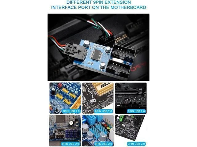 Alt view image 8 of 12 - Motherboard USB 2.0 9pin Header 1 to 4 Exteon Hub Splitter Adapter - Converter MB USB 2.0 Female to 4 Female - 30CM Cable USB 9-pin Internal Cable 9 pin Connector Adapter Port Multiplier