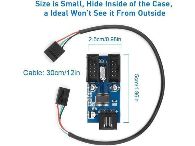 Alt view image 11 of 12 - Motherboard USB 2.0 9pin Header 1 to 4 Exteon Hub Splitter Adapter - Converter MB USB 2.0 Female to 4 Female - 30CM Cable USB 9-pin Internal Cable 9 pin Connector Adapter Port Multiplier