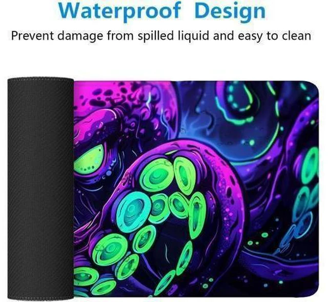 Alt view image 11 of 14 - Octopus Desk Mat Gaming Mouse Pad Neon Cthulhu Monster Cool XL Mouse Pad Large Mousepad Extended Laptop Keyboard Mat Gaming Desk Pad Mouse Mat Office Computer Keyboard Laptop Home 31.5x11.8