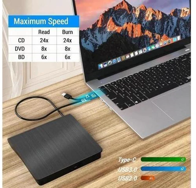 Alt view image 9 of 14 - Vszerda External Bluray DVD Drive,USB 3.0 and Type-C Portable 3D Blu-ray DVD Writer Burner, Slim Optical Blu Ray CD DVD Drive Writer Suitable for Windows XP/7/8/10/11 MacOS for PC,Laptop,Desktop, Mac