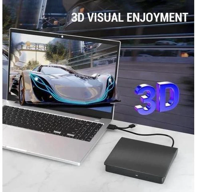 Alt view image 11 of 14 - Vszerda External Bluray DVD Drive,USB 3.0 and Type-C Portable 3D Blu-ray DVD Writer Burner, Slim Optical Blu Ray CD DVD Drive Writer Suitable for Windows XP/7/8/10/11 MacOS for PC,Laptop,Desktop, Mac