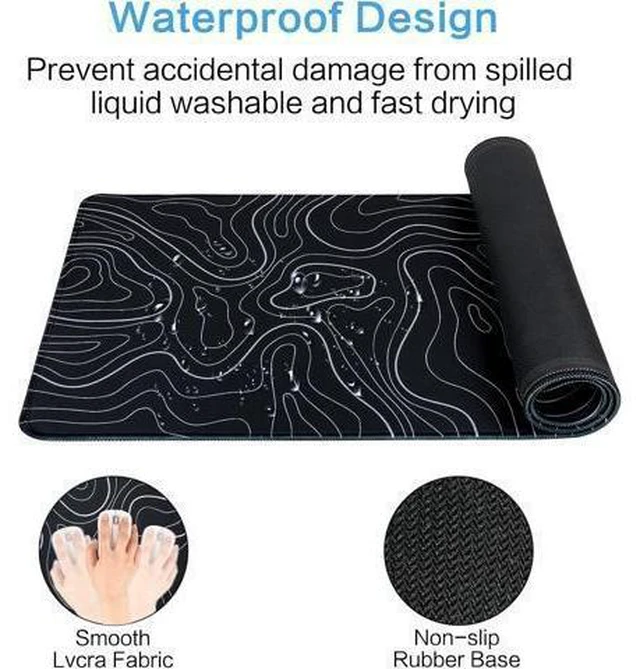 Alt view image 11 of 12 - Gaming Mouse Pad Large 31.5 x 11.8in Topographic Keyboard Mousepad for Non-Slip Base and Stitched Edge, Extended Desk Pad XL Desk Mat (Black)