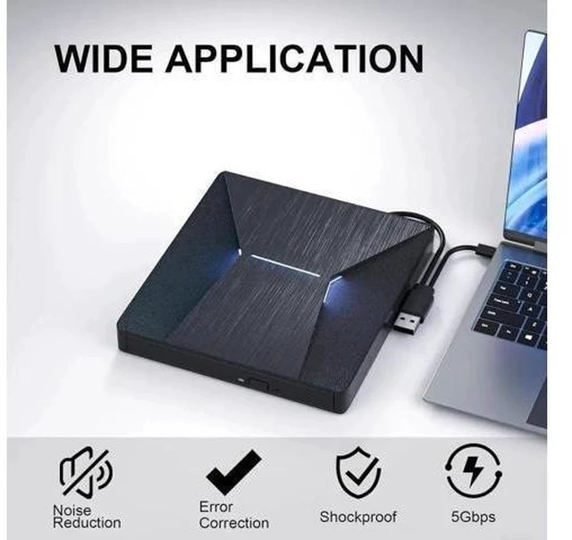 Alt view image 14 of 14 - External Blu Ray Drive, USB 3.0 and Type-C External Blu-Ray CD DVD Drive, Blu-ray Reader 3D Slim Optical CD Drive CD/DVD Burner Optical Drive Compatible with Windows XP/7/8/10, Laptop, Desktop