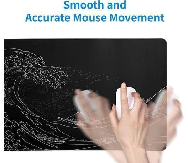 Alt view image 11 of 12 - Japanese Sea Wave Large Mouse Pad Anime Black Gaming Extended Kanagawa Mat Desk Pad 3mm Thick Long Non-Slip Rubber Base Mice Pad 31.5 X 11.8 Inch
