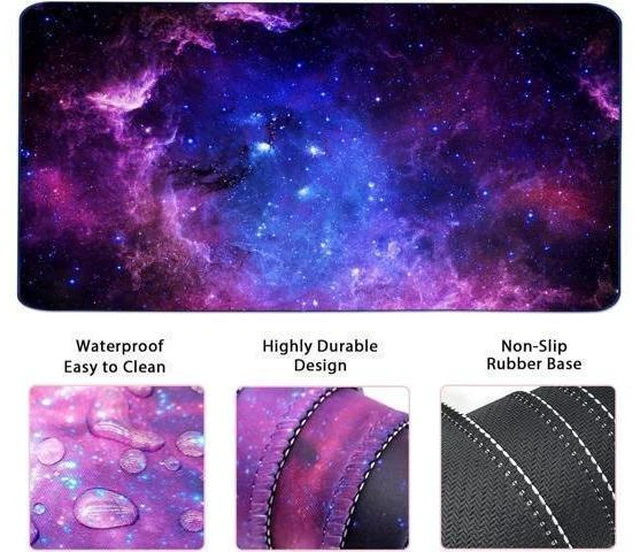Alt view image 12 of 14 - Large Mouse Pad and Keyboard Wrist Rest, Desk Pad for Keyboard and Mouse, 4-in-1 Large Gaming Mouse Pad with Wrist Support, Desk Mat for Home Office Study Game-Galaxy Fluid
