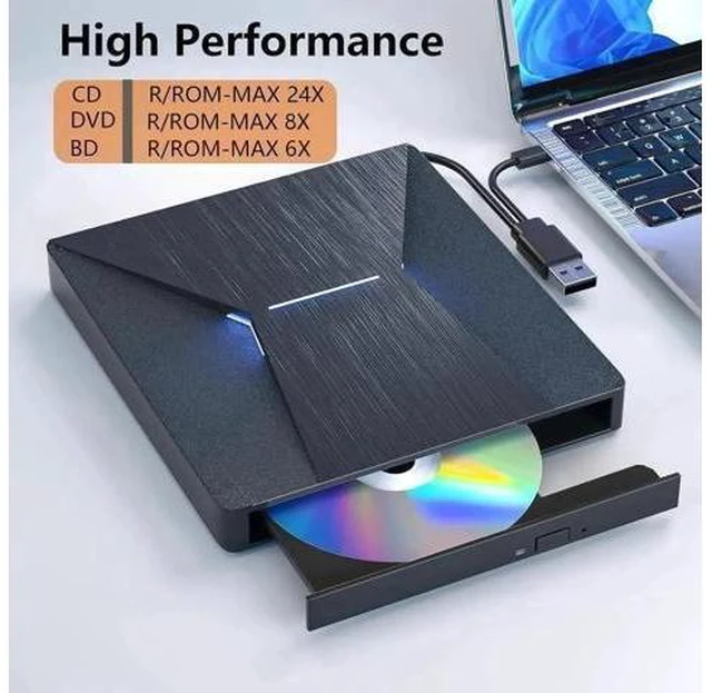 Alt view image 11 of 14 - External Blu Ray Drive, USB 3.0 and Type-C External Blu-Ray CD DVD Drive, Blu-ray Reader 3D Slim Optical CD Drive CD/DVD Burner Optical Drive Compatible with Windows XP/7/8/10, Laptop, Desktop